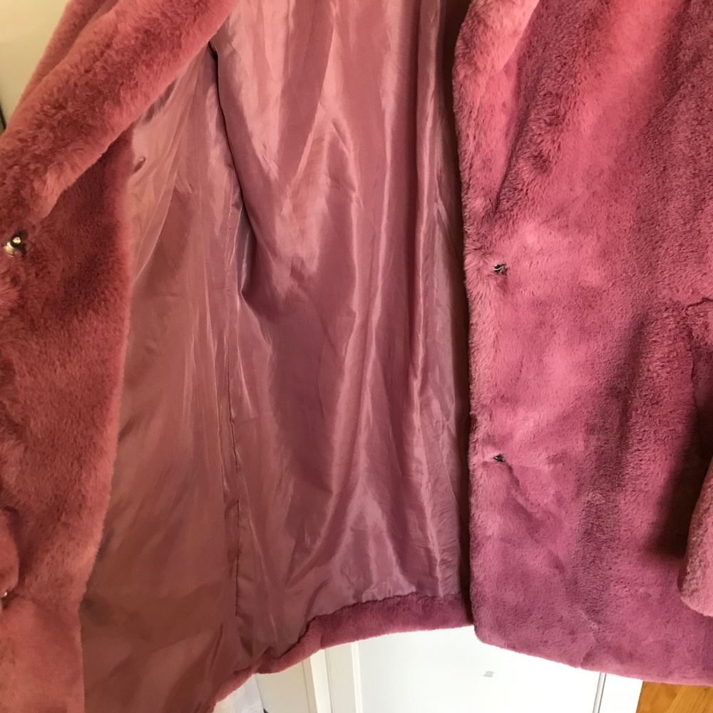 PRIMARK Faux Fur Pink Coat Oversized Teddy Jacket Women’s Size Medium - Picture 7 of 16